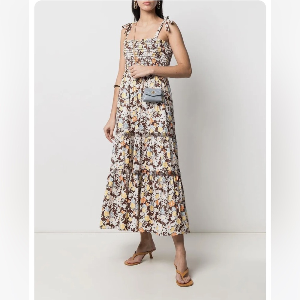 Tory Burch Printed Tie-Shoulder dress with Matching Face Mask, size M